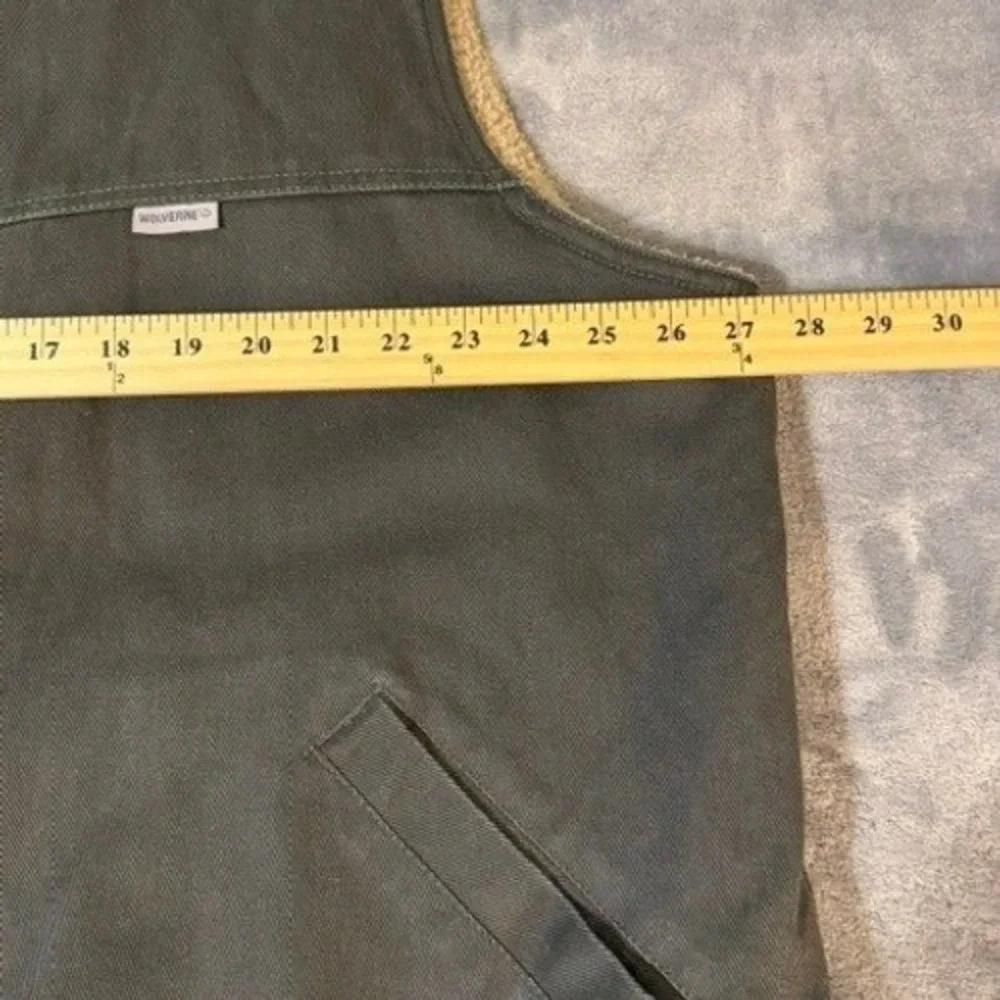 Wolverine Mens Gray Canvas Sherpa Lined Full Zip Work Vest 2XL Outdoor Hunting